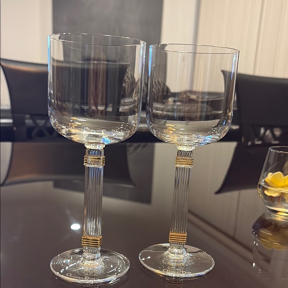 Christian Dior Gold-Accented Crystal Wine Glass Set